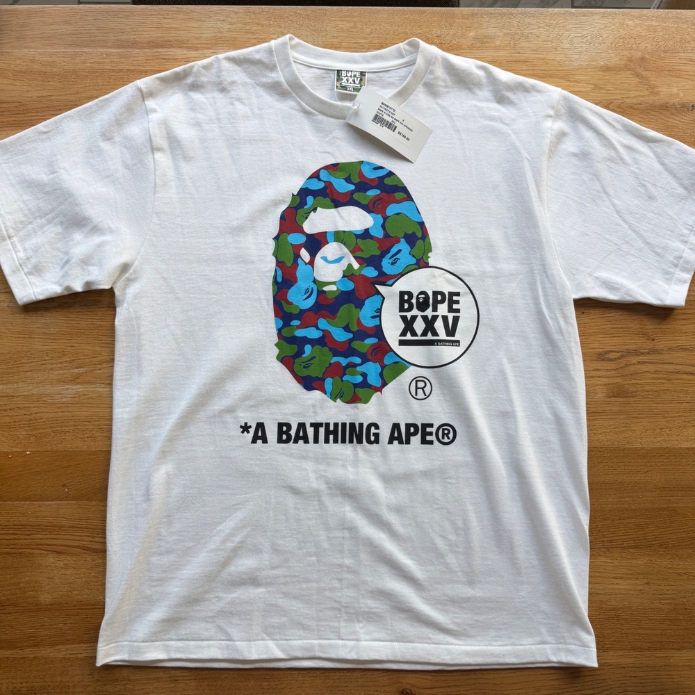 A Bathing Ape BAPE XXV Anniversary Ape Head White T-Shirt 2XL 001TEE721027